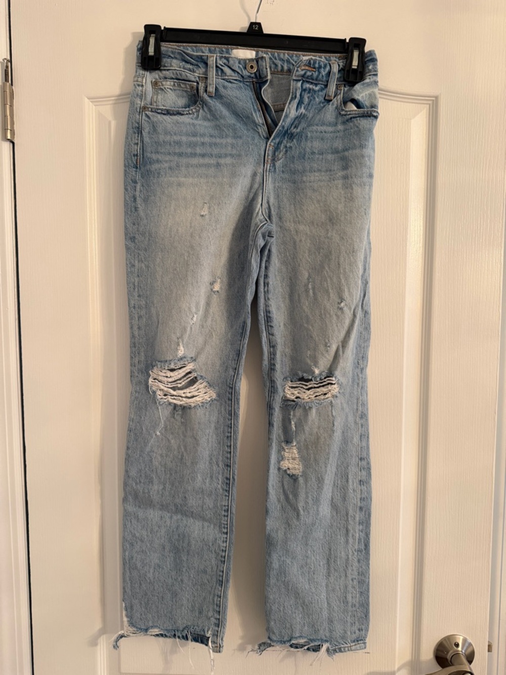 Jonathan Simkhai Light Blue Distressed Straight-Leg Jeans